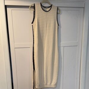 Varley Elegant Cream and Black Sleeveless Dress nwot